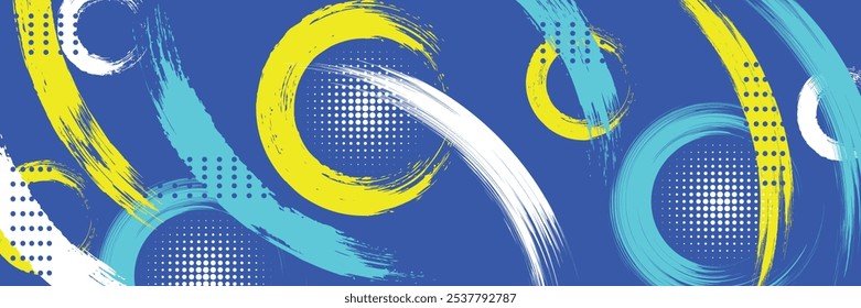 Fundo abstrato do pincel com estilo esportivo e efeito de meio-tom. Ilustração de traçado de pincel para banner, pôster ou plano de fundo esportivo.