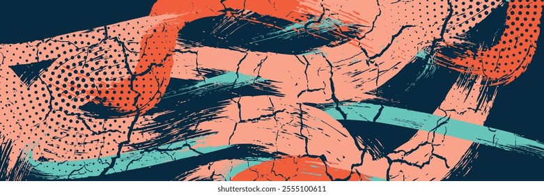 Abstract brush background with sporty style and halftone effect, brush strokes Illustration