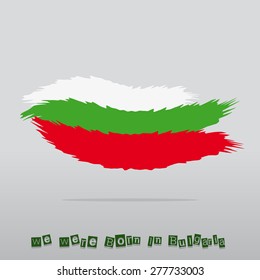 Abstract Brush Bulgaria Flag With Text