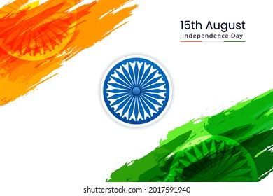 abstract brush effect indian flag vector illustration for independence day. tricolor indian flag background, Ashoka chakra vector illustration