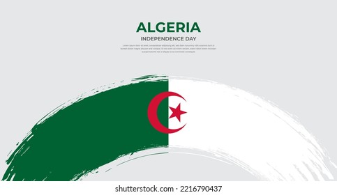 Abstract brush flag of Algeria in rounded brush stroke effect vector illustration