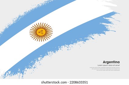 Abstract brush flag of Argentina country with curve style grunge brush painted flag on white background