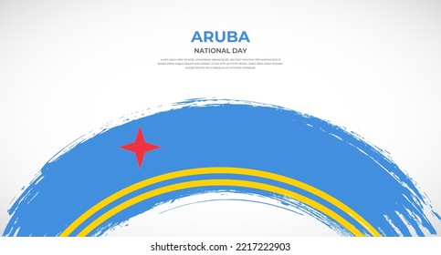 Abstract brush flag of Aruba in rounded brush stroke effect vector illustration