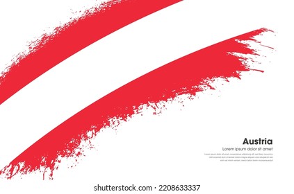 Abstract brush flag of Austria country with curve style grunge brush painted flag on white background