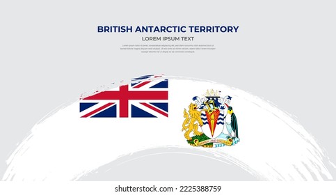 Abstract brush flag of British Antarctic Territory in rounded brush stroke effect vector illustration