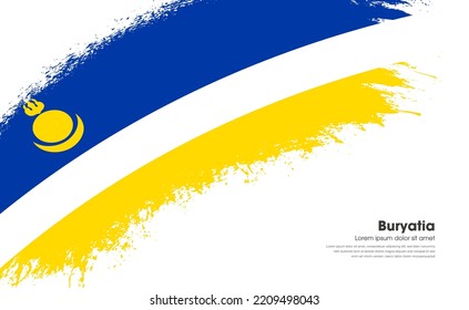 Abstract brush flag of Buryatia country with curve style grunge brush painted flag on white background