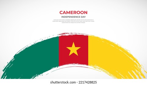 Abstract brush flag of Cameroon in rounded brush stroke effect vector illustration