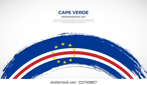 Abstract brush flag of Cape Verde in rounded brush stroke effect vector illustration