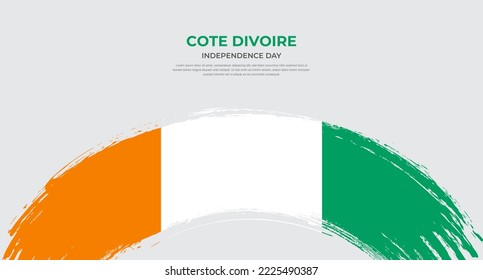 Abstract brush flag of Cote dIvoire in rounded brush stroke effect vector illustration