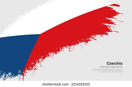 Abstract brush flag of Czechia country with curve style grunge brush painted flag on white background
