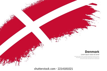 Abstract brush flag of Denmark country with curve style grunge brush painted flag on white background
