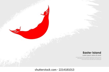 Abstract brush flag of Easter Island country with curve style grunge brush painted flag on white background