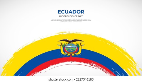 Abstract brush flag of Ecuador in rounded brush stroke effect vector illustration