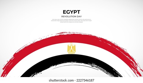 Abstract brush flag of Egypt in rounded brush stroke effect vector illustration