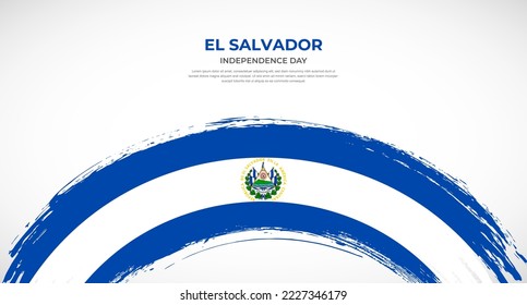 Abstract brush flag of El Salvador in rounded brush stroke effect vector illustration