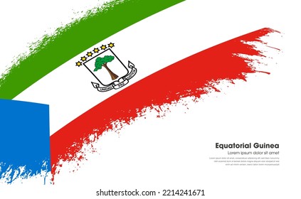 Abstract brush flag of Equatorial Guinea country with curve style grunge brush painted flag on white background