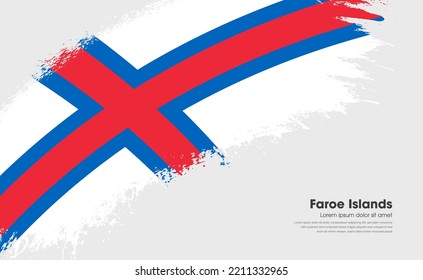 Abstract brush flag of Faroe Islands country with curve style grunge brush painted flag on white background