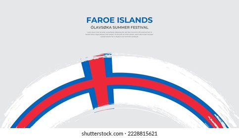 Abstract brush flag of Faroe Islands in rounded brush stroke effect vector illustration