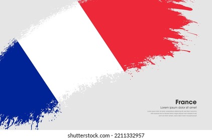 Abstract brush flag of France country with curve style grunge brush painted flag on white background