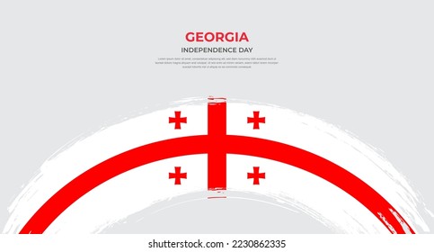 Abstrakte Pinselflagge in Georgien auf abgerundeten Pinseleffekten, Vektorgrafik