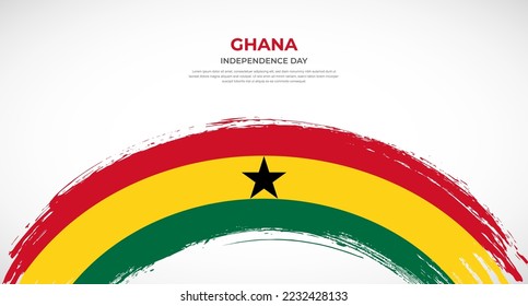 Abstract brush flag of Ghana in rounded brush stroke effect vector illustration