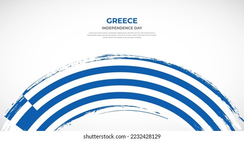 Abstract brush flag of Greece in rounded brush stroke effect vector illustration