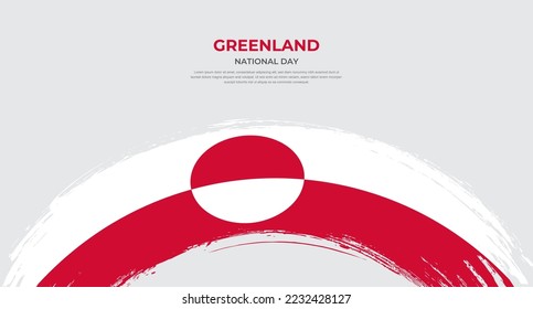 Bandera de brochas abstractas de Groenlandia en la ilustración de vector de efecto de pincel redondeado