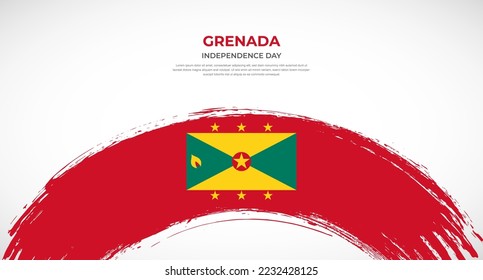 Abstract brush flag of Grenada in rounded brush stroke effect vector illustration