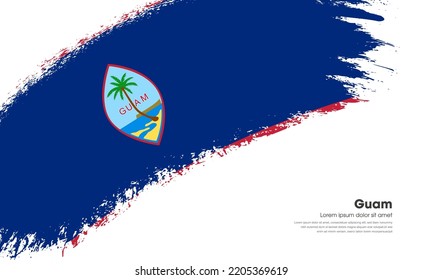 Abstract brush flag of Guam country with curve style grunge brush painted flag on white background