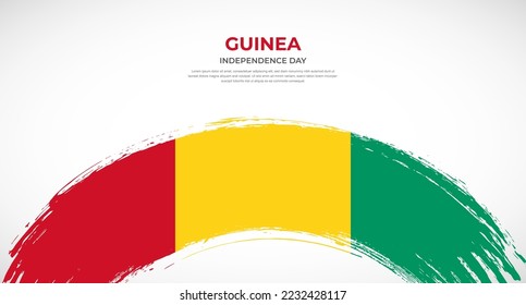 Abstract brush flag of Guinea in rounded brush stroke effect vector illustration