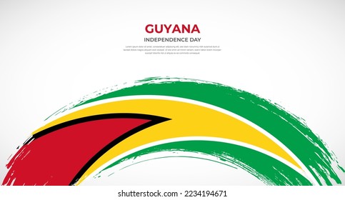 Abstract brush flag of Guyana in rounded brush stroke effect vector illustration