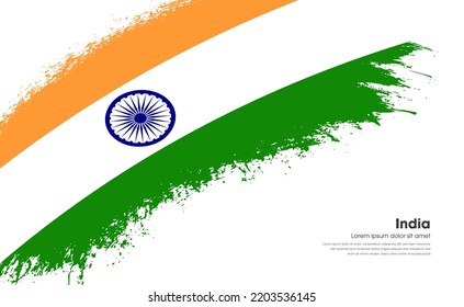 Abstract brush flag of India country with curve style grunge brush painted flag on white background