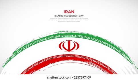 Bandera de pincel abstracta de Irán en la ilustración de vector de efecto de pincel redondeado
