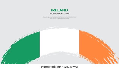 Bandera de brocha abstracta de Irlanda en la ilustración de vector de efecto de pincel redondeado