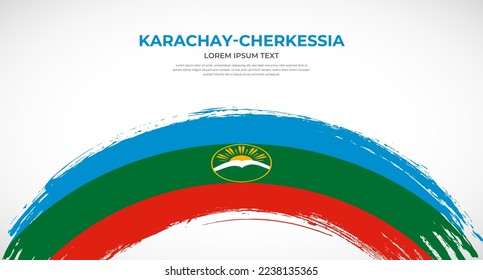 Abstract brush flag of Karachay-Cherkessia in rounded brush stroke effect vector illustration