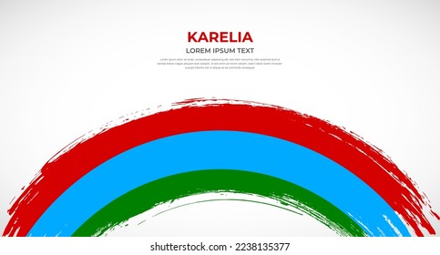 Abstract brush flag of Karelia in rounded brush stroke effect vector illustration