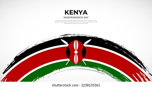 Abstract brush flag of Kenya in rounded brush stroke effect vector illustration