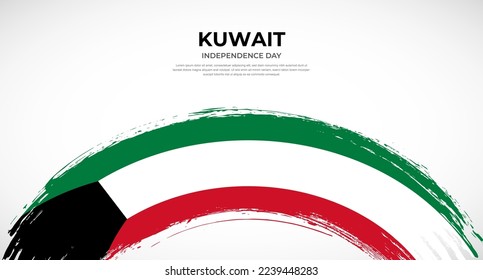 Abstract brush flag of Kuwait in rounded brush stroke effect vector illustration