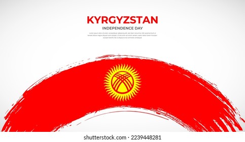 Abstract brush flag of Kyrgyzstan in rounded brush stroke effect vector illustration