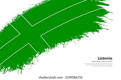 Abstract brush flag of Ladonia country with curve style grunge brush painted flag on white background