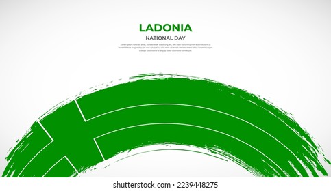 Abstract brush flag of Ladonia in rounded brush stroke effect vector illustration