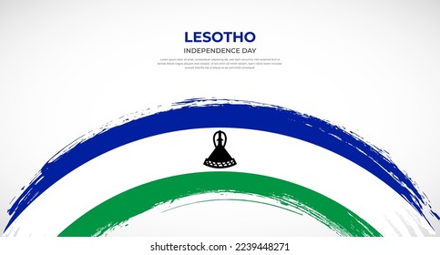 Abstrakte Pinselflagge von Lesotho auf abgerundeten Pinseleffekten, Vektorgrafik