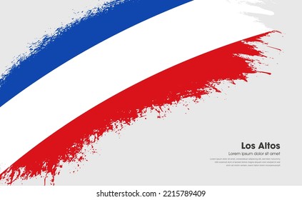 Abstract brush flag of Los Altos country with curve style grunge brush painted flag on white background