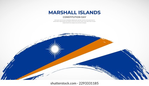 Abstract brush flag of Marshall Islands in rounded brush stroke effect vector illustration