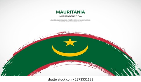 Abstract brush flag of Mauritania in rounded brush stroke effect vector illustration
