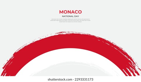 Bandera de brocha abstracta de Mónaco en la ilustración de vector de efecto de pincel redondeado