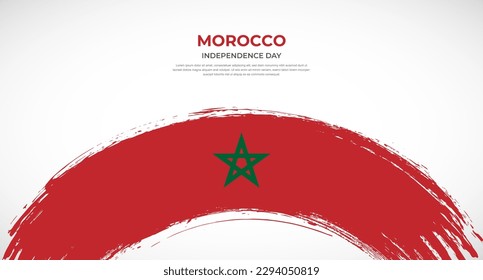 Abstract brush flag of Morocco in rounded brush stroke effect vector illustration