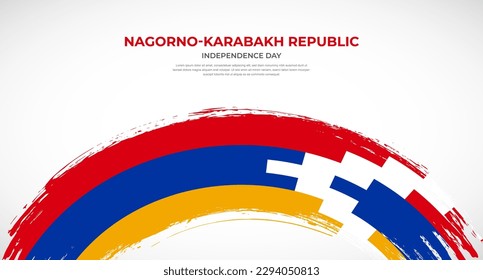 Abstract brush flag of Nagorno-Karabakh Republic in rounded brush stroke effect vector illustration