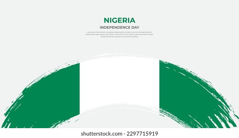 Abstract brush flag of Nigeria in rounded brush stroke effect vector illustration