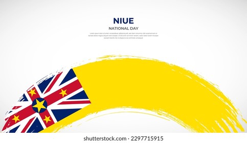 Abstract brush flag of Niue in rounded brush stroke effect vector illustration